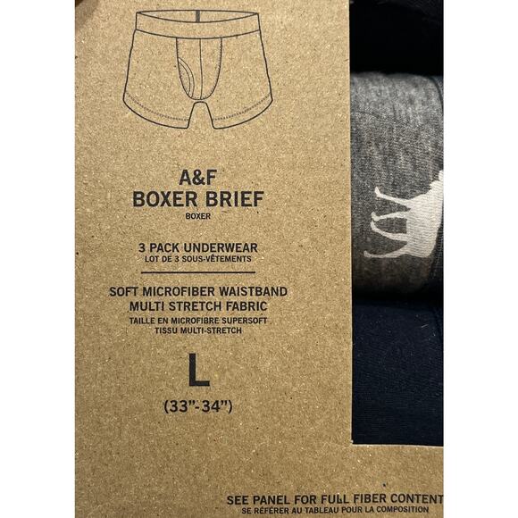 M2-80 ABERCROMBIE & FITCH NWT Men's Boxer Brief Cotton Underwear 3-PACK Large - Picture 2 of 9